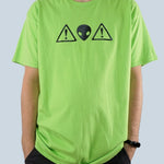 Green Alien Warning Graphic Tee - Men