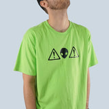 Green Alien Warning Graphic Tee - Men