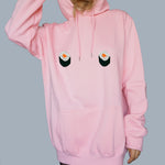 Kawaii Salmon Maki Oversized Hoodie - Free The Nipple - Pastel Pink