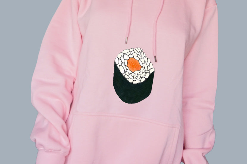 Salmon Maki Oversized Hoodie Pastel Pink